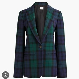 J. Crew Black Watch Plaid One-Button Blazer Jacket Size 8